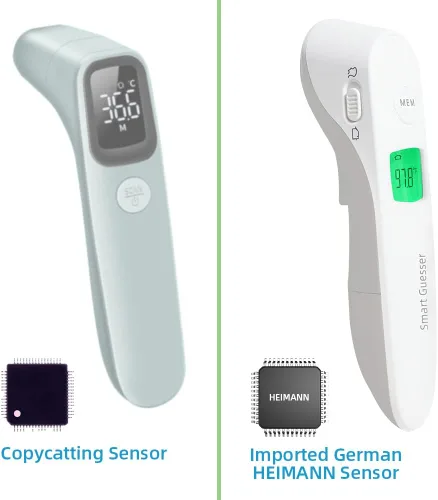 Vista 4 de Termómetro infrarrojo para la frente sin contacto para adultos y bebés, termómetro digital con alarma de fiebre y función de memoria, color blanco