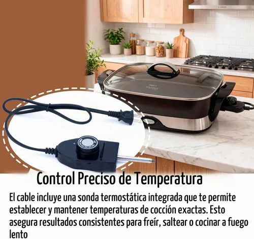 Vista 4 de Reemplazo de cable de sartén eléctrica para Presto 06900 0690001 Cable eléctrico de alimentación de plancha con sonda control de calor