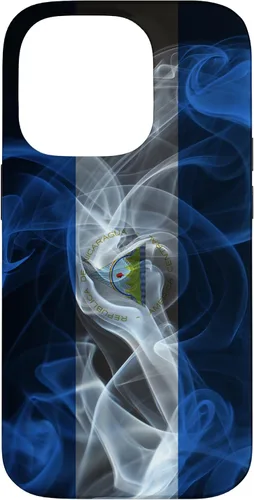 Vista 17 de iPhone 13 Pro Max Smoky Nicaragua Flag - Funda de orgullo nicaragüense estilo humo