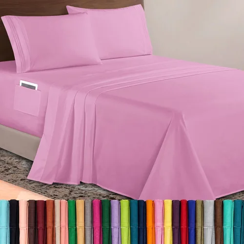 Vista 66 de Elegant Comfort Lujoso juego de sábanas de microfibra de alta calidad 1500 hoteleras bordadas de tres líneas más suaves de 4 piezas, resistente a