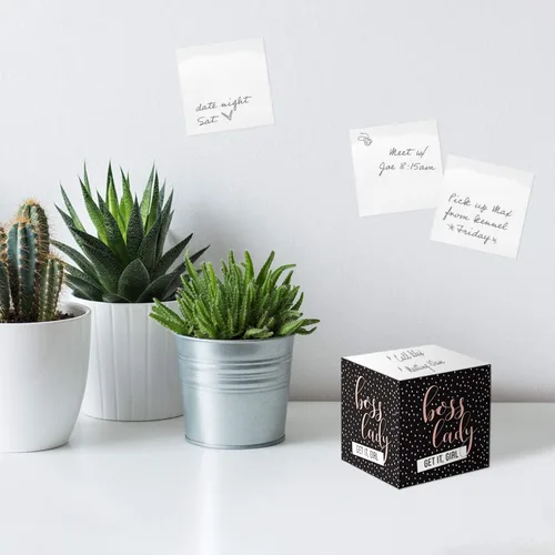 Vista 3 de Boss Lady Sticky Note Cube / 600 hojas / Bloque de notas de 2.75 pulgadas impreso en 4 lados/diseño súper chic empoderador Jefa