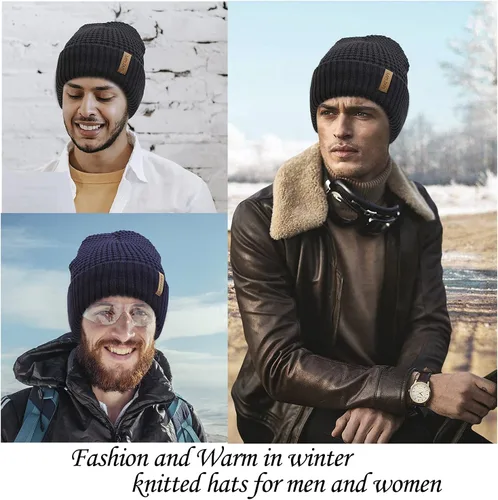 Vista 6 de LAPI.ZAPI Gorro de invierno para hombre, con forro polar, gorro deportivo para mujer al aire libre
