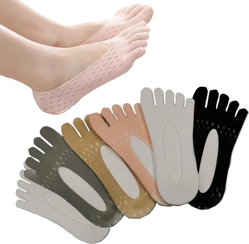 Vista 8 de Calcetines ortopédicos de compresión para los dedos, calcetines de dedo para mujer, calcetines de cinco dedos completos de corte bajo 5 pairs