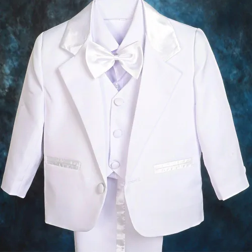 Vista 6 de Lito Angels Trajes formales de esmoquin para bebé, trajes de bautizo de boda, conjunto de 5 piezas sin cola 022