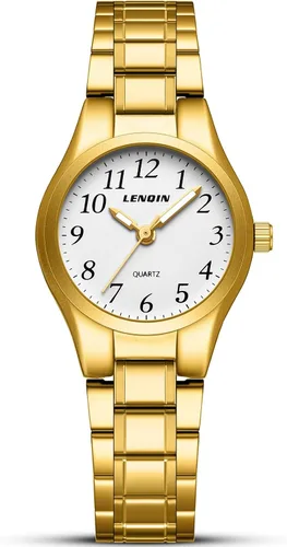 Vista 12 de LN LENQIN Relojes para mujer, fáciles de leer, impermeables, para mujer A1-LN-L0150-Plata Oro Blanco