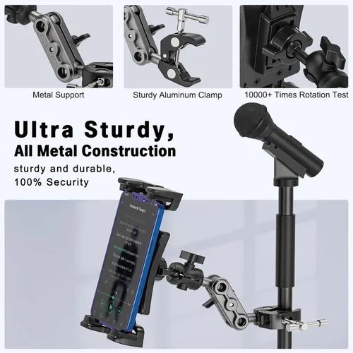Vista 5 de Soporte para tableta para cinta de correr de bicicleta giratoria, soporte para iPad, soporte de manillar de bicicleta estática para bicicleta