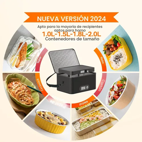 Vista 4 de Horno portátil, calentador de alimentos portátil de 12 V 24 V 110 V-240 V para automóvil, horno portátil personal, mini lonchera eléctrica