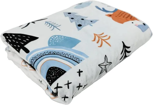 Vista 8 de Manta de bebé para niños y niñas (estampado de zorro, 30 x 40 pulgadas) con respaldo de puntos de doble capa, manta de felpa suave Minky para niños