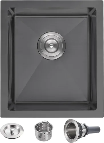 Vista 15 de POPFLY Fregadero de barra de 15 pulgadas, fregadero de cocina pequeño negro de 15 x 15 pulgadas, fregadero de preparación de barra de cocina