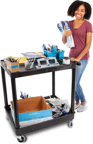 Vista 8 de Stand Steady Tubstr - Carrito utilitario grande de 2 estanterías: bañera híbrida resistente y estante plano, soporta hasta 200 libras