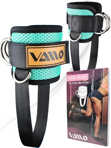 Vista 5 de VAIIO Correas para tobillo para máquinas de cable, neopreno de calce cómodo ajustable, refuerzo con doble anillo en D - Tobilleras prémium