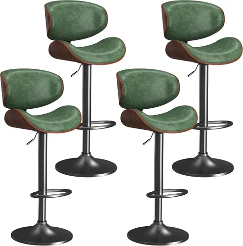 Vista 9 de YaFiti Taburetes de bar modernos giratorios, taburetes de bar altura de mostrador con respaldo para bar, cocina, comedor, color marrón