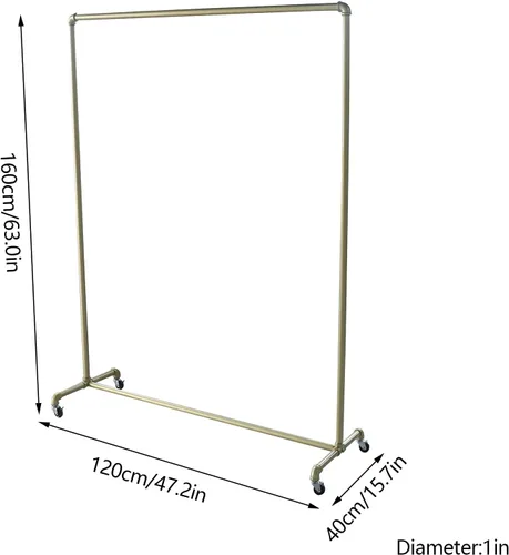 Vista 7 de Perchero de ropa, estante de ropa comercial para colgar ropa, percheros de ropa con ruedas para colgar ropa con ruedas con cerradura para el hogar