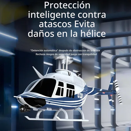 Vista 5 de Helicóptero de control remoto C138, helicóptero Bell206 a escala 1:33, 2.4G, 4 canales, RTF, monohélice libre, posicionamiento de flujo óptico