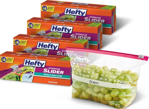 Vista 11 de Hefty Slider - Bolsas de almacenamiento para calendario, tamaño de galón, 30 unidades (paquete de 4), 120 en total Bulk Pack, Gallon Plastic Bags