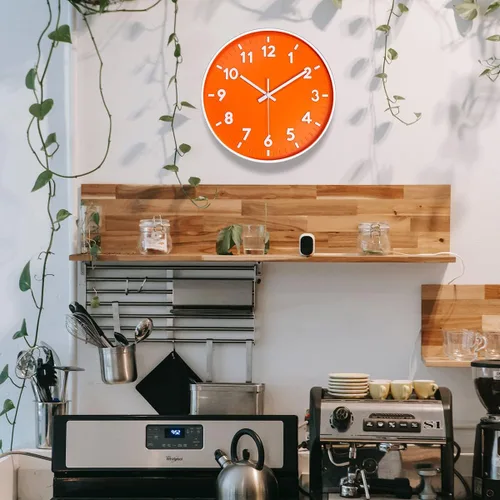 Vista 5 de JENLYSTIME Reloj de pared moderno con número 3D de 12 pulgadas para interiores y exteriores, esfera redonda brillante y colorida, cuarzo silencioso