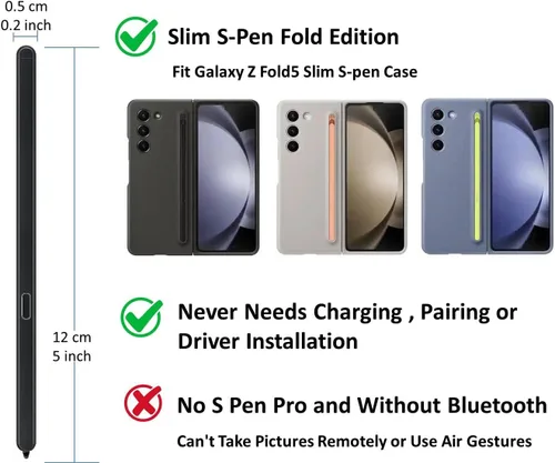 Vista 3 de S Pen solo para teléfonos Galaxy Fold 6/5, Galaxy Z Fold 6 S Pen Fold Edition Slim, punta de 0.059 in, 4096 niveles de presión (naranja)