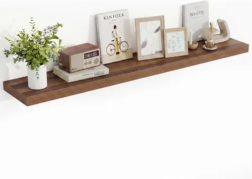 Vista 48 de Acovy Estantes flotantes de 16 pulgadas, estantes flotantes de 16 x 9.25 x 1.5 pulgadas de profundidad para pared, estantes de madera para baño