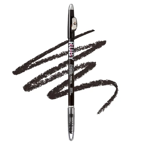 Vista 3 de Ruby Kisses GoBrow - Lápiz de cejas, afilable, de larga duración, lápiz de madera para cejas de aspecto natural, paquete de 3 unidades (negro marrón)