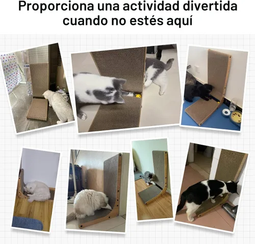 Vista 7 de FUKUMARU Rascador para gatos, 18.7 pulgadas en forma de L, almohadilla para rascar para gatos montada en la pared, cartón rascador para gatos