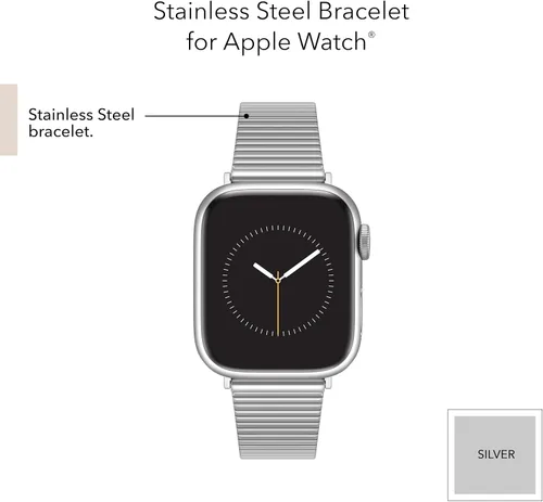 Vista 16 de Anne Klein Correa de acero inoxidable para Apple Watch, segura, ajustable, correa de repuesto para Apple Watch, se adapta a la mayoría de muñecas