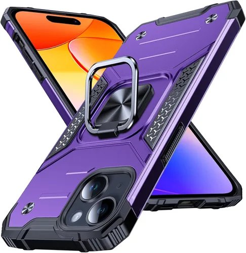 Vista 107 de Anqrp Funda resistente para iPhone 6/7/8/SE/SE2 con soporte de anillo mejorado y agarre, grado militar, a prueba de golpes, resistente y robusta