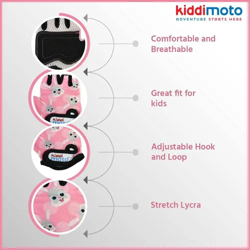 Vista 3 de Kiddimoto Guantes de bicicleta antideslizantes para niños y niñas, guantes de ciclismo sin dedos para niños de 2 a 8 años, guantes de ciclismo sin