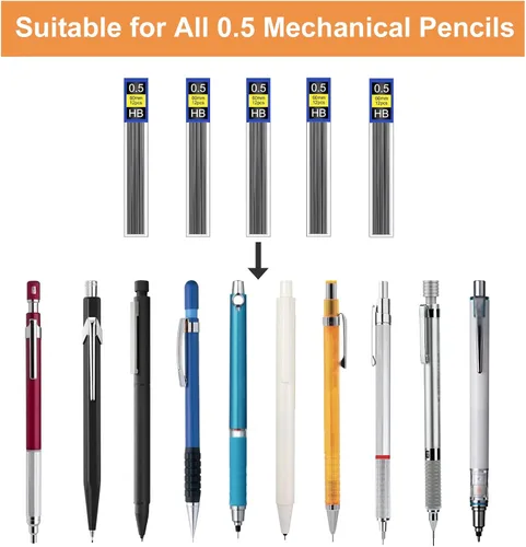 Vista 3 de Morepack Recambio de mina de 0.5 mm, 840 piezas de recambios de mina 0.5 mm para lápiz mecánico, 0.5 mm HB, recambios de lápiz mecánico resistentes
