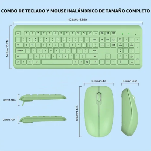 Vista 7 de Combo de teclado y mouse inalámbricos, teclado ergonómico silencioso de tamaño completo y mouse óptico, batería de larga duración, teclado de mouse