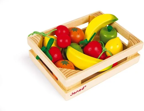 Vista 5 de Janod J05611 - Juego de cajas de verduras de madera de 13 piezas - Edades 3+
