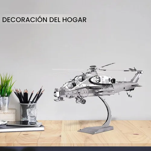 Vista 2 de Piececool Rompecabezas de metal 3D modelo militar, 10 modelos de helicópteros de avión para construir para adolescentes, hombres, aficiones