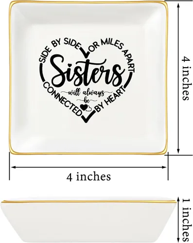 Vista 5 de JoycuFF Bandeja de cerámica para regalar a hermana de parte de la hermana, regalos para su hermana, cumpleaños, día de la madre, día de Acción
