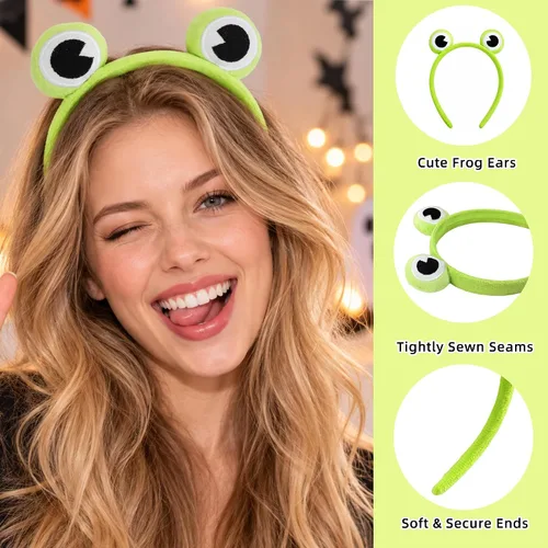 Vista 4 de KICOSY Diadema de orejas de animal de felpa, accesorios para el cabello Rana