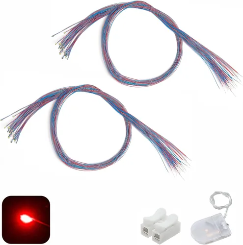 Vista 17 de 50 piezas pre-cableadas micro LED pre-soldadas 0402 SMD LED con accesorios de montaje para la construcción de modelos principiantes