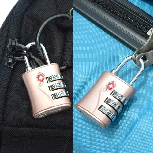Vista 6 de ZHEGE Cerraduras de equipaje, cerraduras aprobadas por la TSA, cerradura de cremallera de 3 esferas con cable (31.5 in) para maletas, mochila