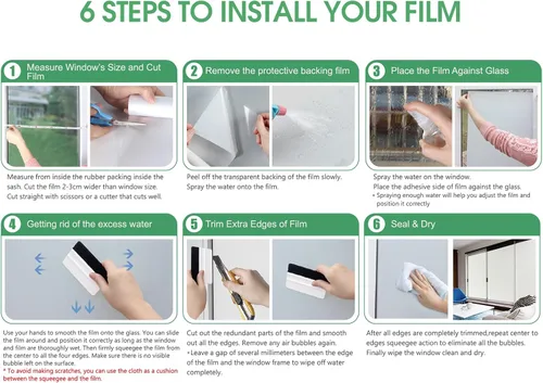 Vista 9 de STATINT - Película de vidrio esmerilado para ventana, privacidad y bloqueo solar, protección UV, para baño, no adhesiva, adhesivo estático