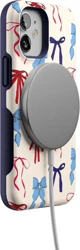 Vista 7 de Casely Funda para iPhone 12 Mini American Girlie Lazos rojos, blancos y azules Diseño protector audaz Compatible con MagSafe
