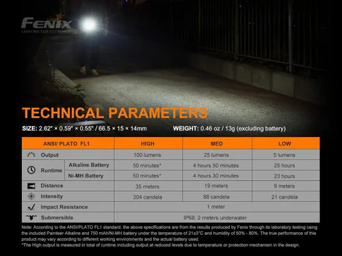 Vista 8 de Fenix Linterna LED E01 V2 de 100 lúmenes con batería alcalina AAA EdisonBright (azul)