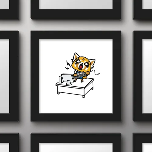 Vista 2 de Trends International Gallery Pops Sanrio Aggretsuko Retsuko Desk Rage - Póster de pared, 12.00 x 12.00 pulgadas, versión de marco negro