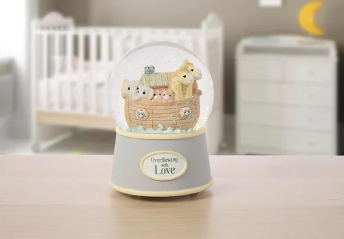 Vista 7 de Precious Moments Globo de nieve de resina musical con diseño de arca de Noé con amor