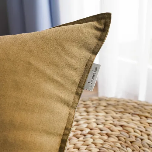 Vista 22 de Jeanerlor Funda de almohada decorativa de lino y algodón sólido de 18 x 18 pulgadas con cremallera, funda de cojín europea, funda de almohada