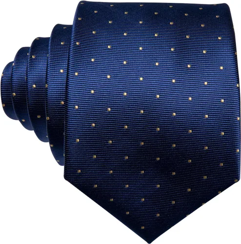 Vista 122 de Barry.Wang Corbatas de seda para hombre, diseño de lunares, gemelos cuadrados de bolsillo, gemelos para negocios, boda