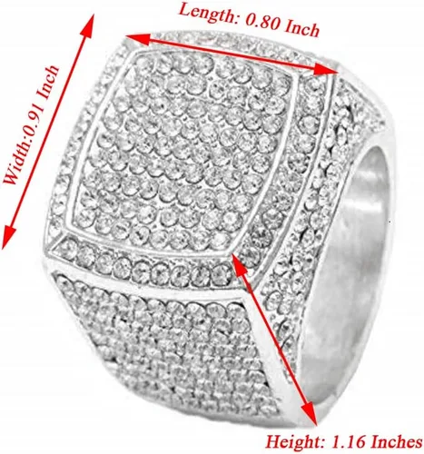 Vista 2 de Charles Raymond Bling Bling Hip Hop Iced Out Luxury BIG Oversize Anillo para hombre - 444