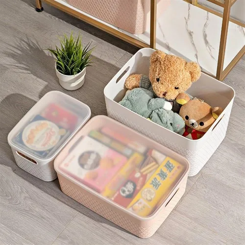 Vista 6 de HANAMYA Organizador de contenedores de almacenamiento con tapa Contenedor organizador de almacenamiento, 4 litros, juego de 6, menta