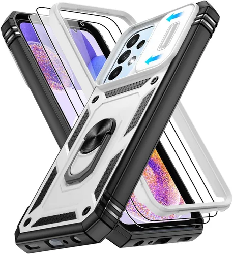 Vista 228 de Gritup Funda para Google Pixel 6 con cubierta deslizante para cámara y protector de pantalla (2 unidades), soporte de anillo giratorio 360°, funda
