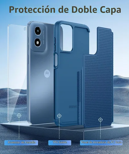 Vista 3 de FNTCASE Funda para Motorola Moto G-Play-2024: funda protectora de doble capa resistente para teléfono celular, a prueba de golpes, con parte trasera