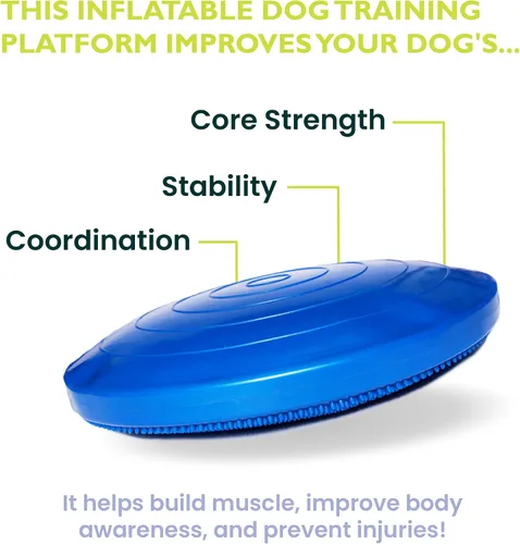 Vista 3 de FitPAWS® Disco de equilibrio para perros, 14 pulgadas, azul, equipo de ejercicio para perros, herramienta de entrenamiento para fuerza, núcleo
