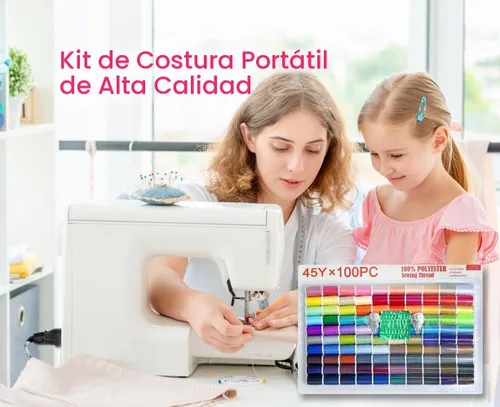 Vista 7 de Kit de costura de 100 colores Juego de hilo de poliéster práctico