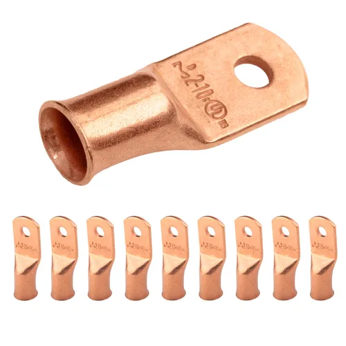 Vista 228 de SELTERM - 5 terminales de anillo resistentes para cable de batería, calibre 1/0 AWG, pernos de 1/2 pulgadas, terminales de calibre 0, ojales
