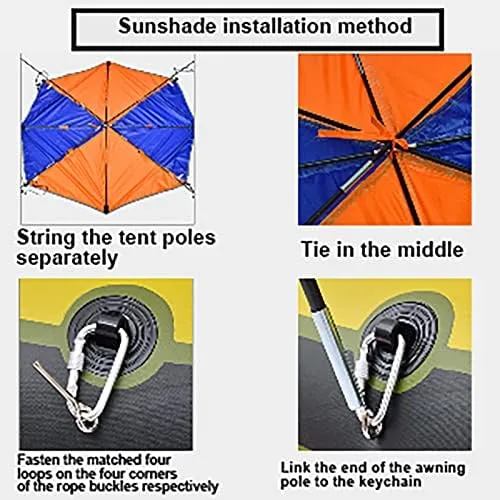 Vista 2 de Tbest Toldo inflable para kayak, refugio de sombra para barco, 2/3/4 personas, refugio solar para barco, cubierta de toldo de vela, toldo de pesca